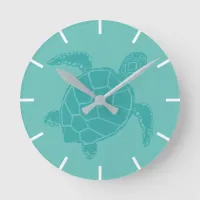 Cute Blue Sea Turtle Round Clock