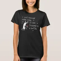 Rescued Some Wine Funny Quote Cat T-Shirt