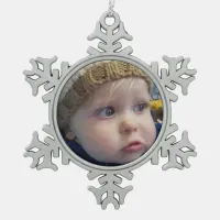 Cute Personalized Photo Snowflake Christmas Snowflake Pewter Christmas Ornament