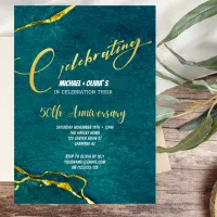 Modern Green and Gold 50th Anniversary Invitation