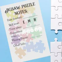 Jigsaw puzzle notes for puzzler fanatic 