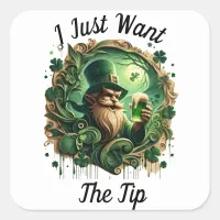 Whimsical Leprechaun Savoring A Pint Square Sticker