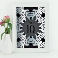 Elegant Ornate Classy Silver Leafy Frame On Black Table Number