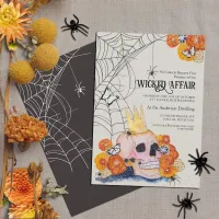 Gothic Skull Crown Butterflies Floral Halloween Invitation