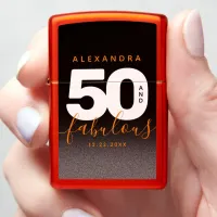 Modern Girly Orange 50 and Fabulous Zippo Lighter