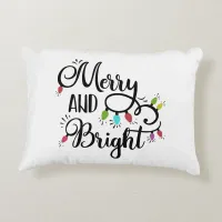 merry and bright holiday lights decorative pillow