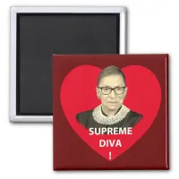 Ruth Bader Ginsburg Supreme Diva Tinted Red Heart Magnet