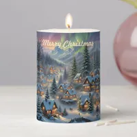 Christmas in a mountain village, polar lights  pillar candle