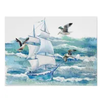 Cute Blue Sail Away Poster