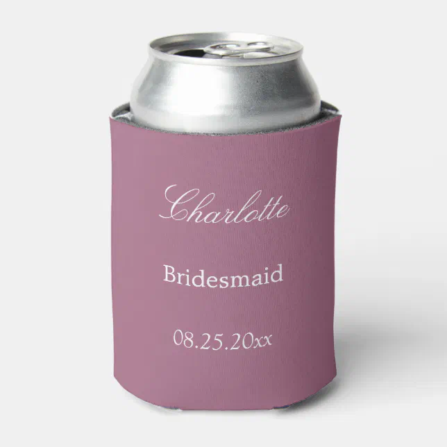 Elegant Mauve Bridesmaid Favor Can Cooler