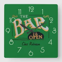 Green and Gold Home Personalized Bar Clock