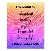 Rainbow Chakra Positive Affirmations And Blessings Photo Print