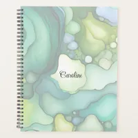 Serenity in Green Abstract Flowing Forms Planner