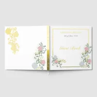 Finely flourished wedding Guest Book with gold