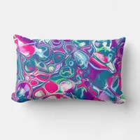 Pink and Blue Abstract Fluid Art Lumbar Pillow