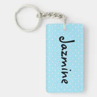 Personalize this Blue & White Polka Dot Key Chain