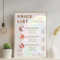 Elegant Beige Holographic Arch Price list Poster