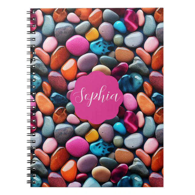 Vibrant Pebbles Pink Spiral Photo Notebook