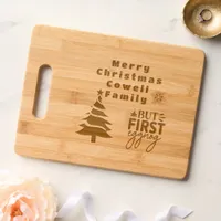 Merry Christmas Family Name Monogram etched Cutting Board