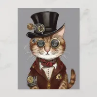 Steampunk Cat Postcard