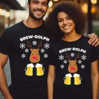 Brew-Dolph Funny Reindeer Beer Christmas Rudolph T-Shirt