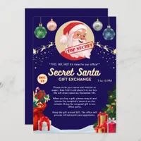 Secret Santa Gift Exchange Office Home Blue Party Invitation