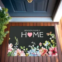Watercolor Floral Wildflowers Modern Family Name Doormat