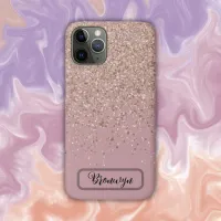 Elegant Rose Glitter Monogram Name | iPhone 11 Pro Case