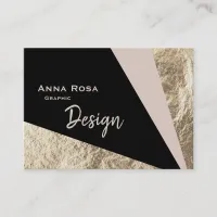 *~* Abstract Pink Blush Gold Foil Geometric Business Card