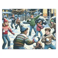 Double-Sided Snowball Fight Christmas Tissue Paper