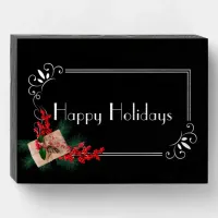 Elegant Fancy Happy Holidays Frame Wooden Box Sign