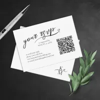 Love Calligraphy Wedding QR Code B&W ID940 RSVP Card