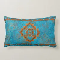 Southwest Mountain Peaks Turquoise Geometric Lumbar Pillow