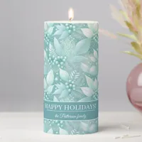 Coastal Christmas Foliage Berries Pattern#7 ID1009 Pillar Candle