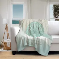 Beach House Clam Shell Aqua Blue ID623 Fleece Blanket