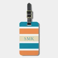 Summer Turquoise Teal Orange Color Block Luggage Tag