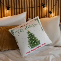 Merry Christmas Gold Modern Custom Family Throw Pillow