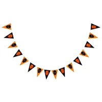 Halloween Orange and Black Skulls  Bunting Flags