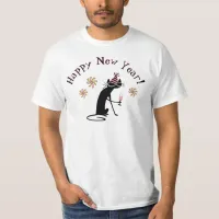 Happy New Year Funny Cat with Champagne T-Shirt