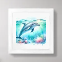 Coastal Beach Under the Sea Dolphin Ocean  Framed Art