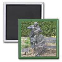 Elderly Couple Serenade Botanical Garden Square Magnet