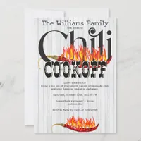 Chili Cookoff Cook Off Contest Rustic Family Party Invitation