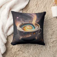 Cosmic Sips: Celestial Journey through the Galaxy Throw Pillow