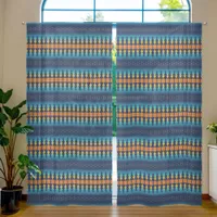 Southwest Sunset Pines Deep Blue 50x108in Sheer Curtains