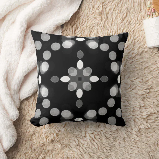 Abstract Monochrome Bokeh Dots Pattern Throw Pillow