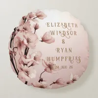 Blossoms of Love" Wedding Invitation Collection Round Pillow