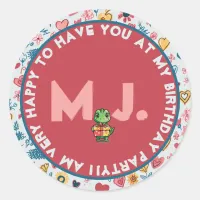 Customizable Crayon Hearts and Flowers Classic Round Sticker