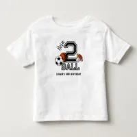 Born 2 Ball Sports Theme Boy’s 2nd Birthday Party Toddler T-shirt