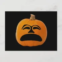 Jack o' Lantern Unhappy Face, Halloween Pumpkin Postcard