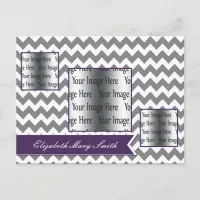 purple chevron stripes 3 photo Graduation Invites